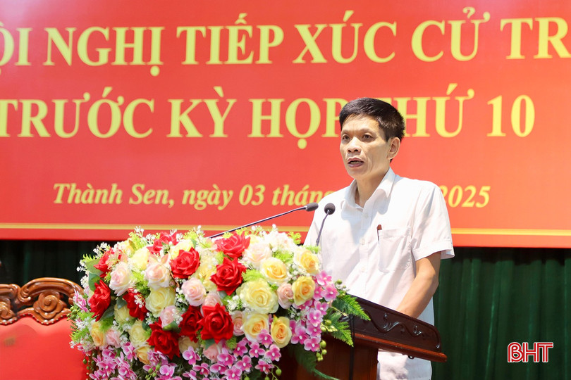 Cử tri Lê Văn Thắng - Bí thư Chi bộ, Trưởng ban Công tác mặt trận tổ dân phố 1 (phường Thành Sen) kiến nghị một số nội dung liên quan đến lĩnh vực đất đai.